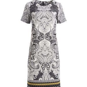 PHASE 7 ~ Black Paisley Shift Dress Size 14